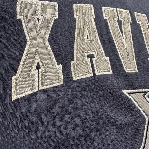Xavier Musketeers Logo Hoodie Men’s M Blue Stadium Athletics Sewn Letters New - Picture 3 of 12